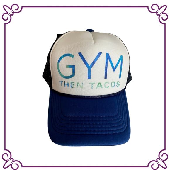 One Adult Trucker Hat GYM THEN TACOS New - Picture 1 of 5